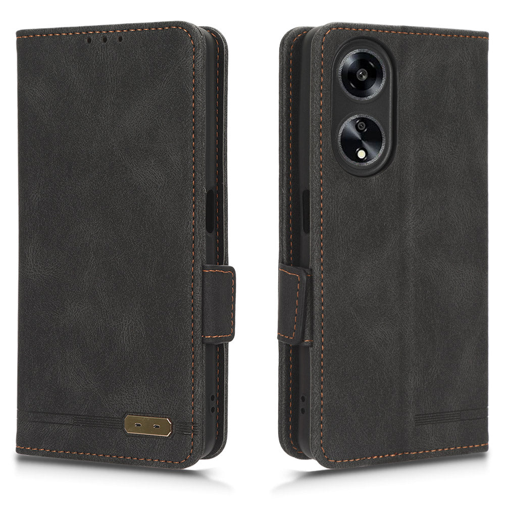 For Oppo A1 5G Wallet Stand Cover Hardware Decor Anti-scratch PU Leather Phone Case