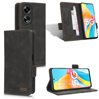 For Oppo A1 5G Wallet Stand Cover Hardware Decor Anti-scratch PU Leather Phone Case
