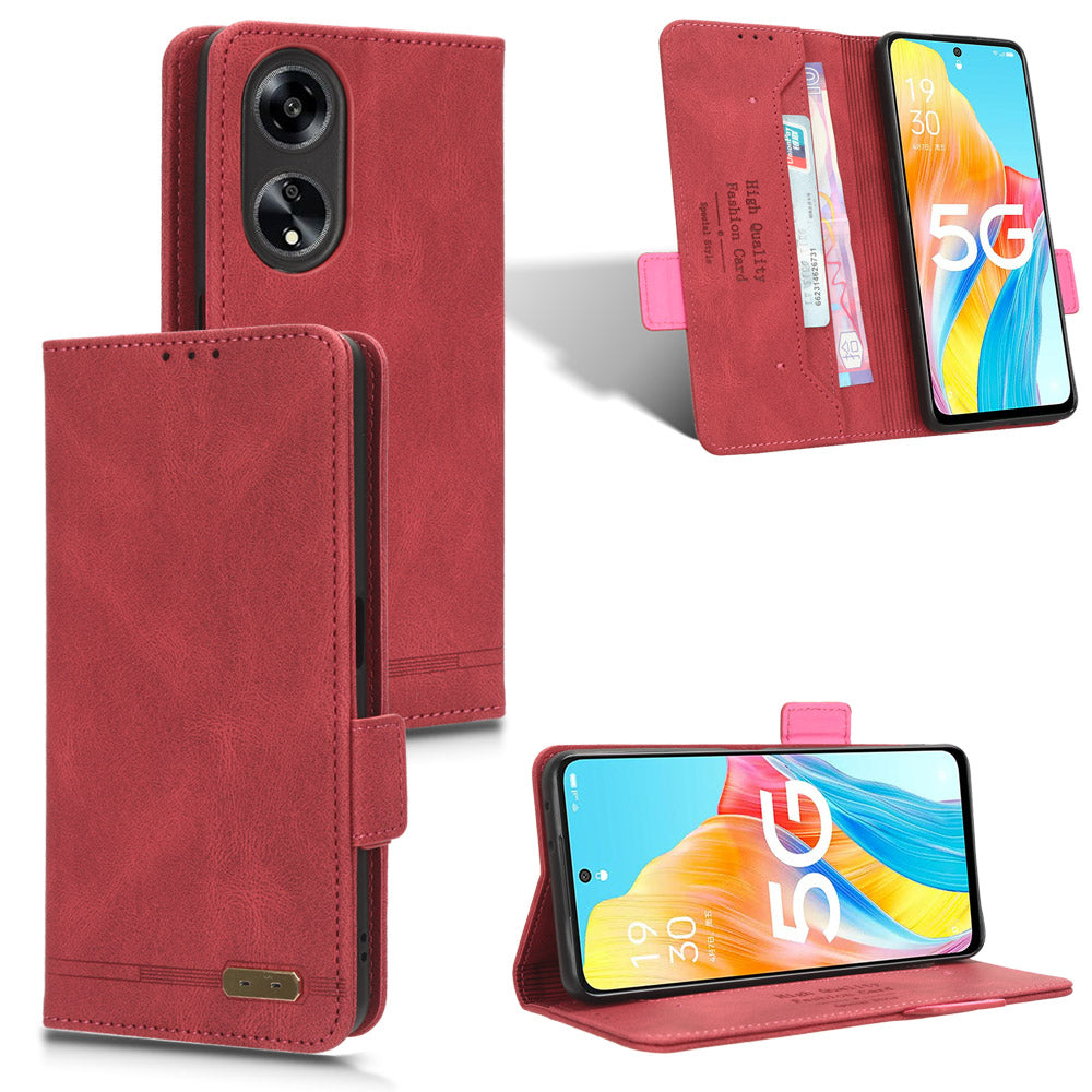 For Oppo A1 5G Wallet Stand Cover Hardware Decor Anti-scratch PU Leather Phone Case