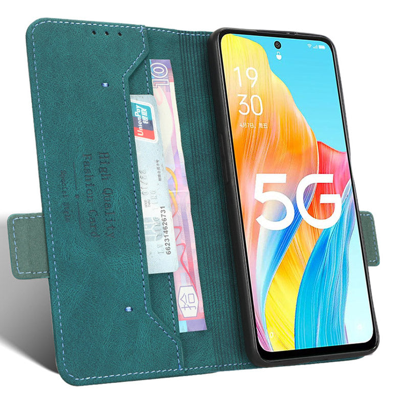 For Oppo A1 5G Wallet Stand Cover Hardware Decor Anti-scratch PU Leather Phone Case
