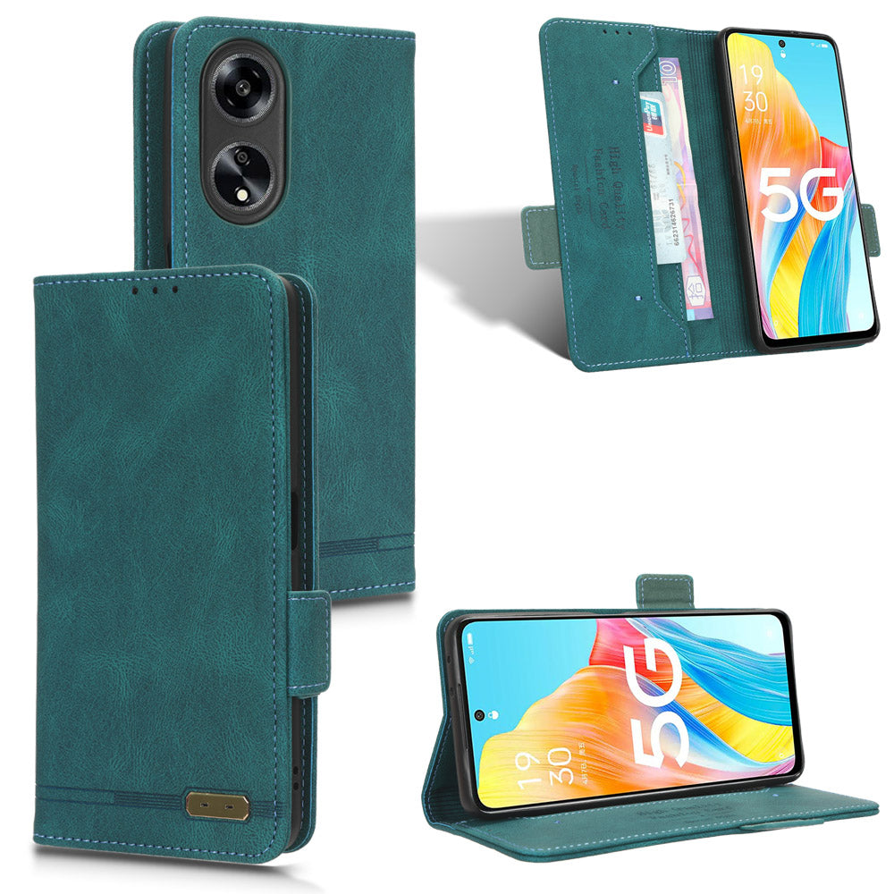 For Oppo A1 5G Wallet Stand Cover Hardware Decor Anti-scratch PU Leather Phone Case