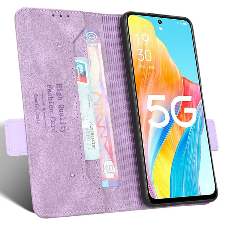 For Oppo A1 5G Wallet Stand Cover Hardware Decor Anti-scratch PU Leather Phone Case