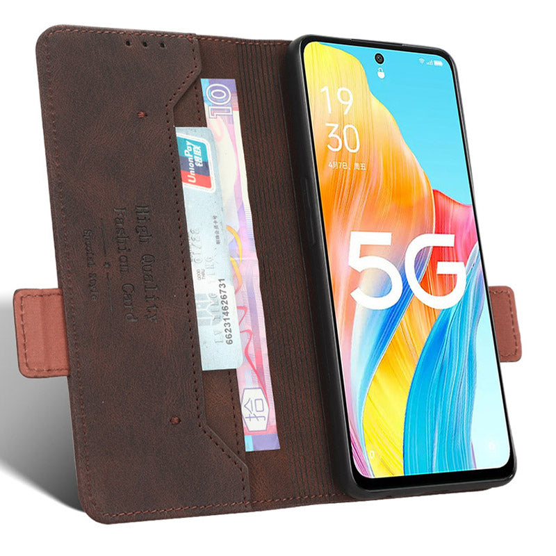 For Oppo A1 5G Wallet Stand Cover Hardware Decor Anti-scratch PU Leather Phone Case