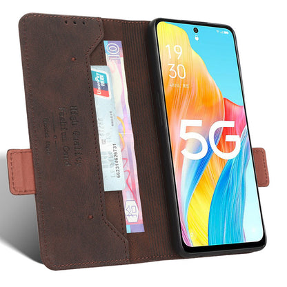 For Oppo A1 5G Wallet Stand Cover Hardware Decor Anti-scratch PU Leather Phone Case