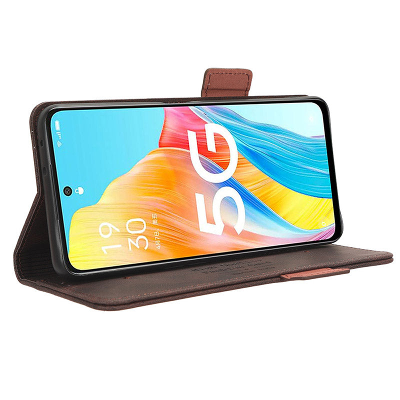 For Oppo A1 5G Wallet Stand Cover Hardware Decor Anti-scratch PU Leather Phone Case