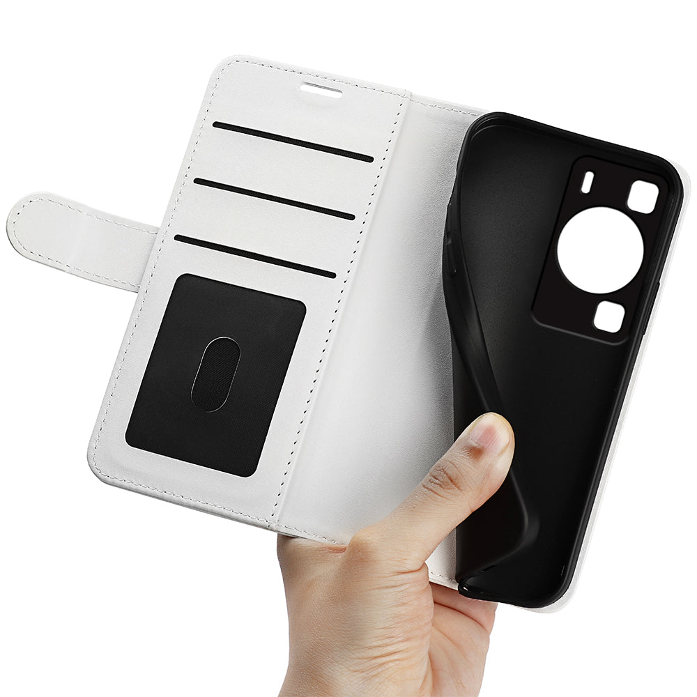 Crazy Horse Texture Phone Case for Huawei P60 , PU Leather+TPU Wallet Stand Phone Cover