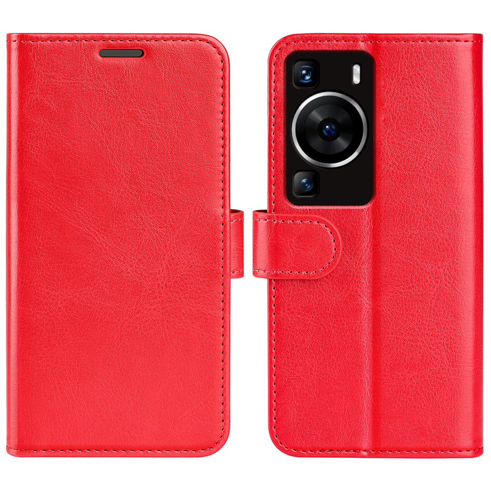 Crazy Horse Texture Phone Case for Huawei P60 , PU Leather+TPU Wallet Stand Phone Cover