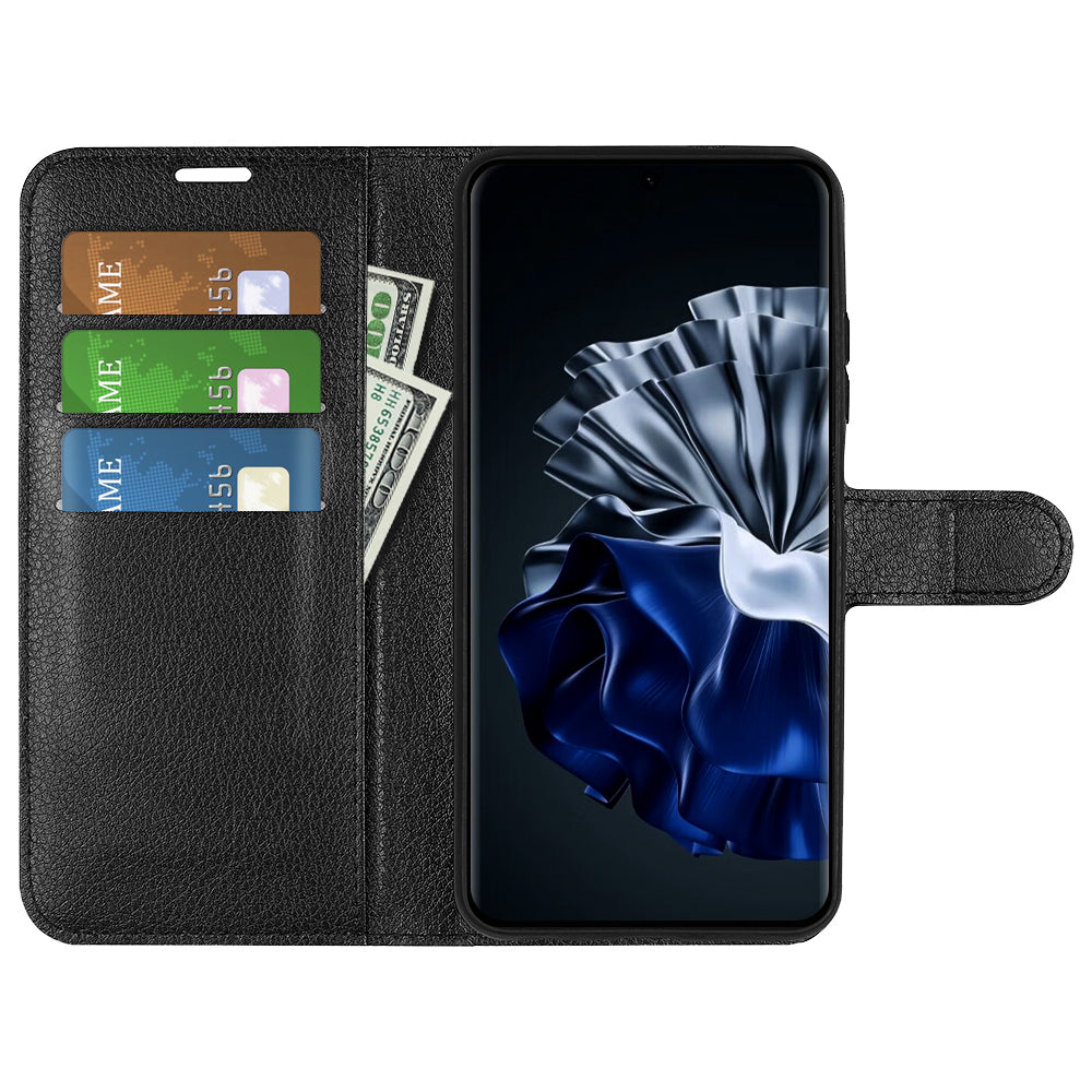 For Huawei P60 PU Leather Phone Stand Case Litchi Texture Wallet Phone Cover