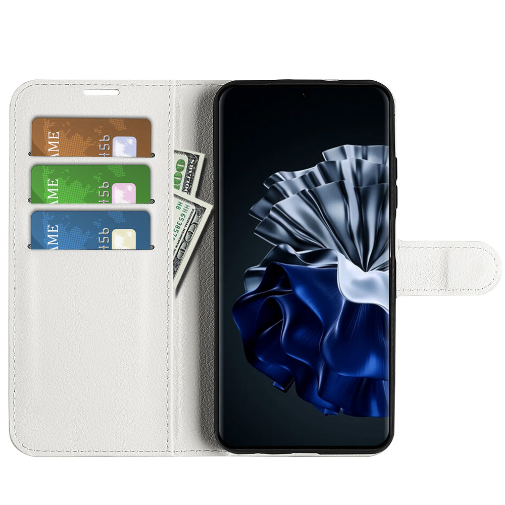 For Huawei P60 PU Leather Phone Stand Case Litchi Texture Wallet Phone Cover