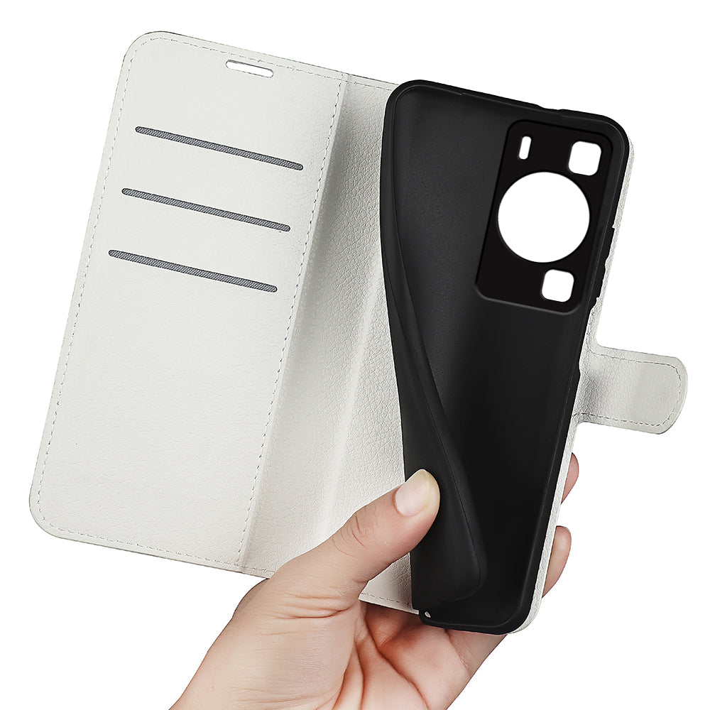 For Huawei P60 PU Leather Phone Stand Case Litchi Texture Wallet Phone Cover