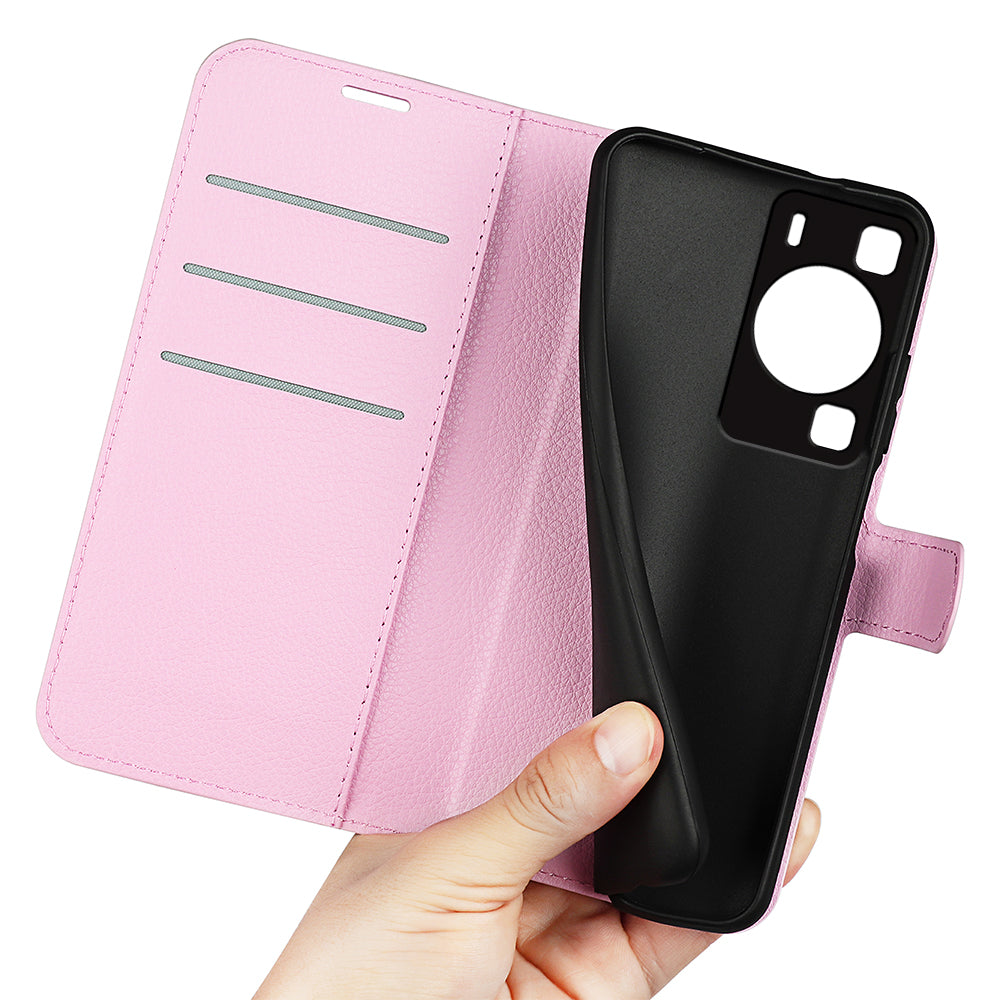 For Huawei P60 PU Leather Phone Stand Case Litchi Texture Wallet Phone Cover
