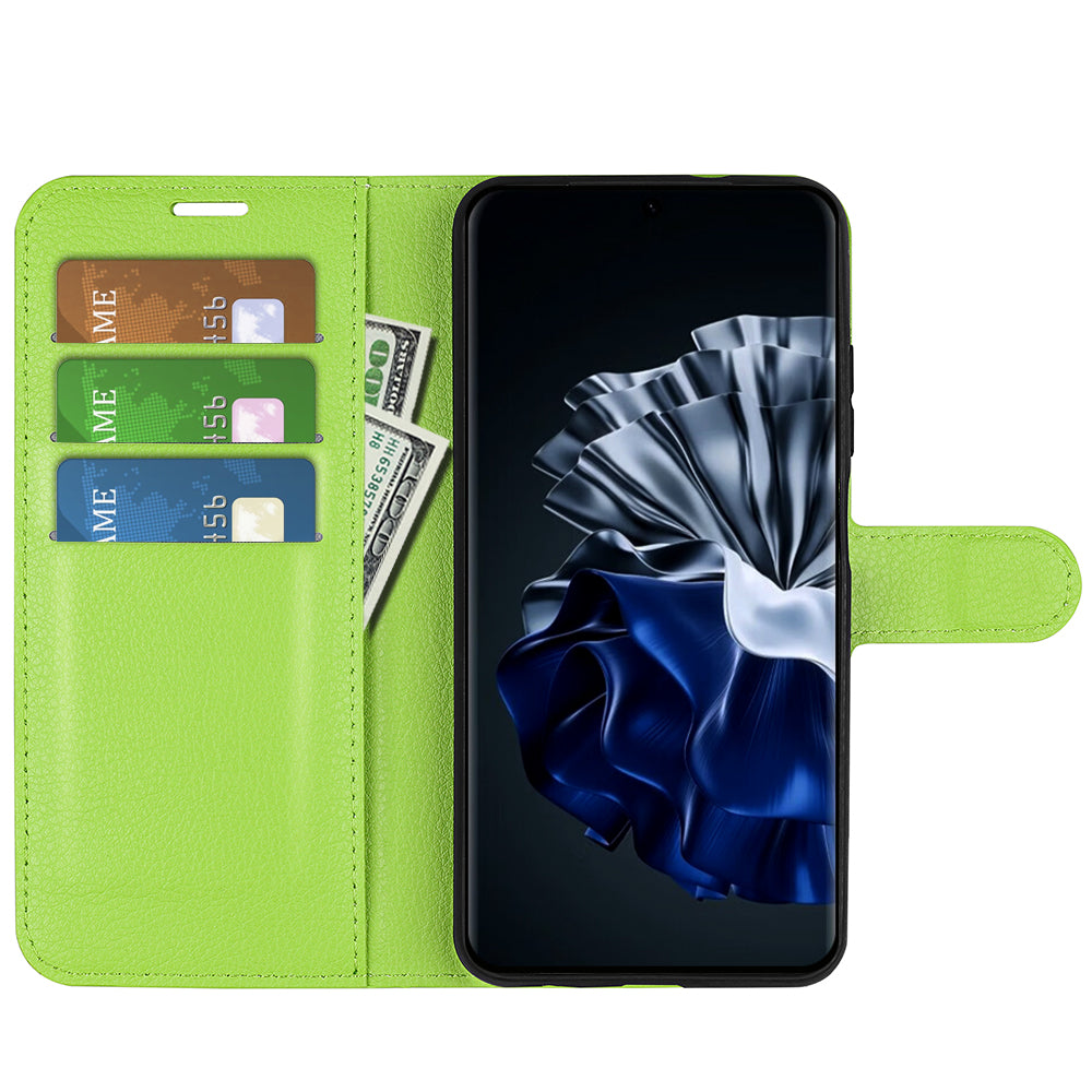 For Huawei P60 PU Leather Phone Stand Case Litchi Texture Wallet Phone Cover