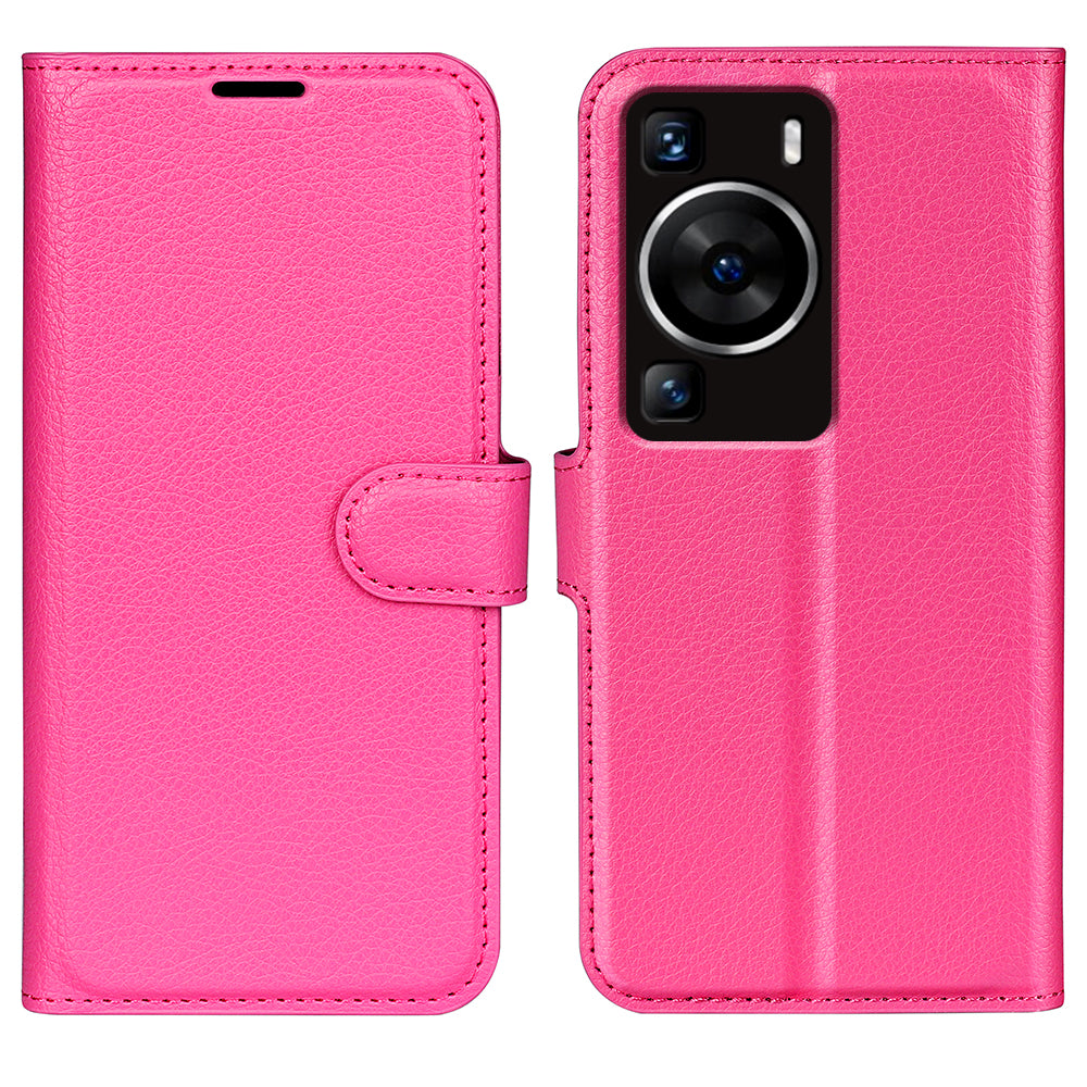 For Huawei P60 PU Leather Phone Stand Case Litchi Texture Wallet Phone Cover