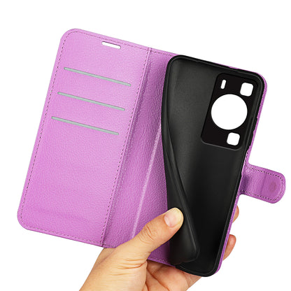 For Huawei P60 PU Leather Phone Stand Case Litchi Texture Wallet Phone Cover