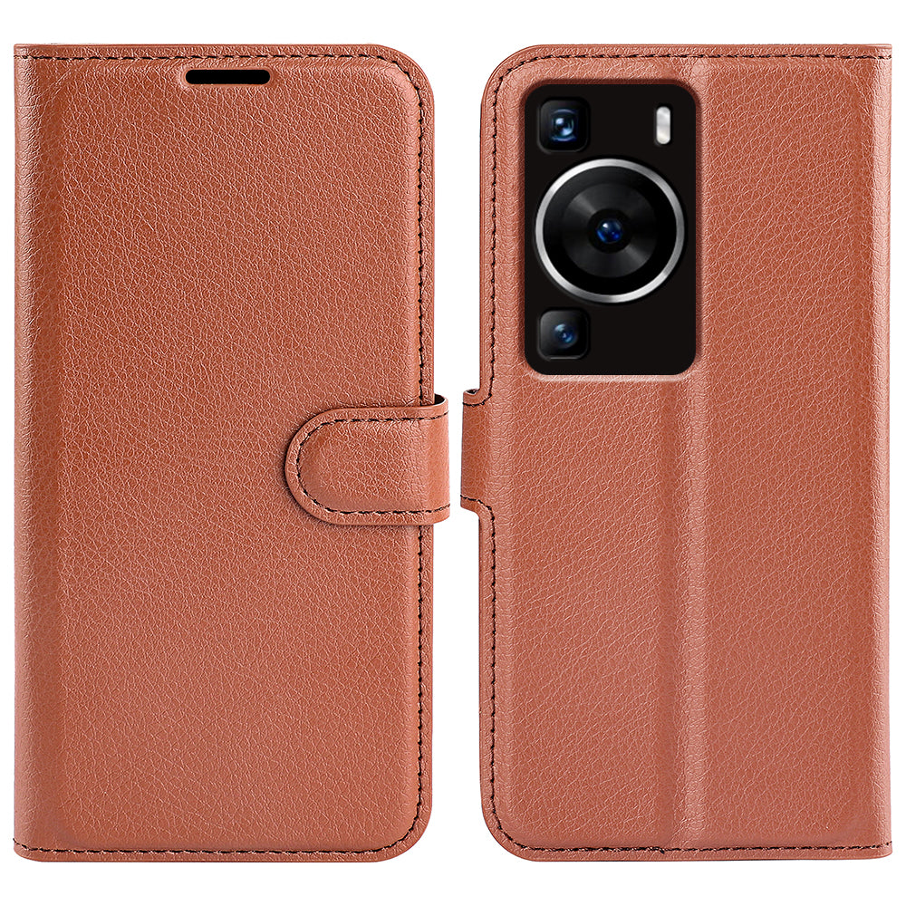 For Huawei P60 PU Leather Phone Stand Case Litchi Texture Wallet Phone Cover