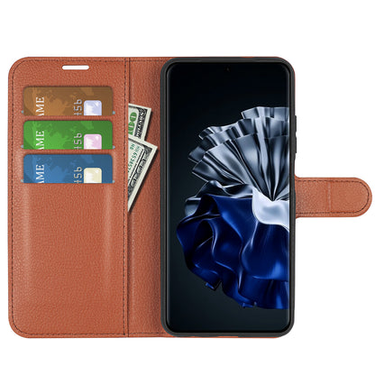 For Huawei P60 PU Leather Phone Stand Case Litchi Texture Wallet Phone Cover