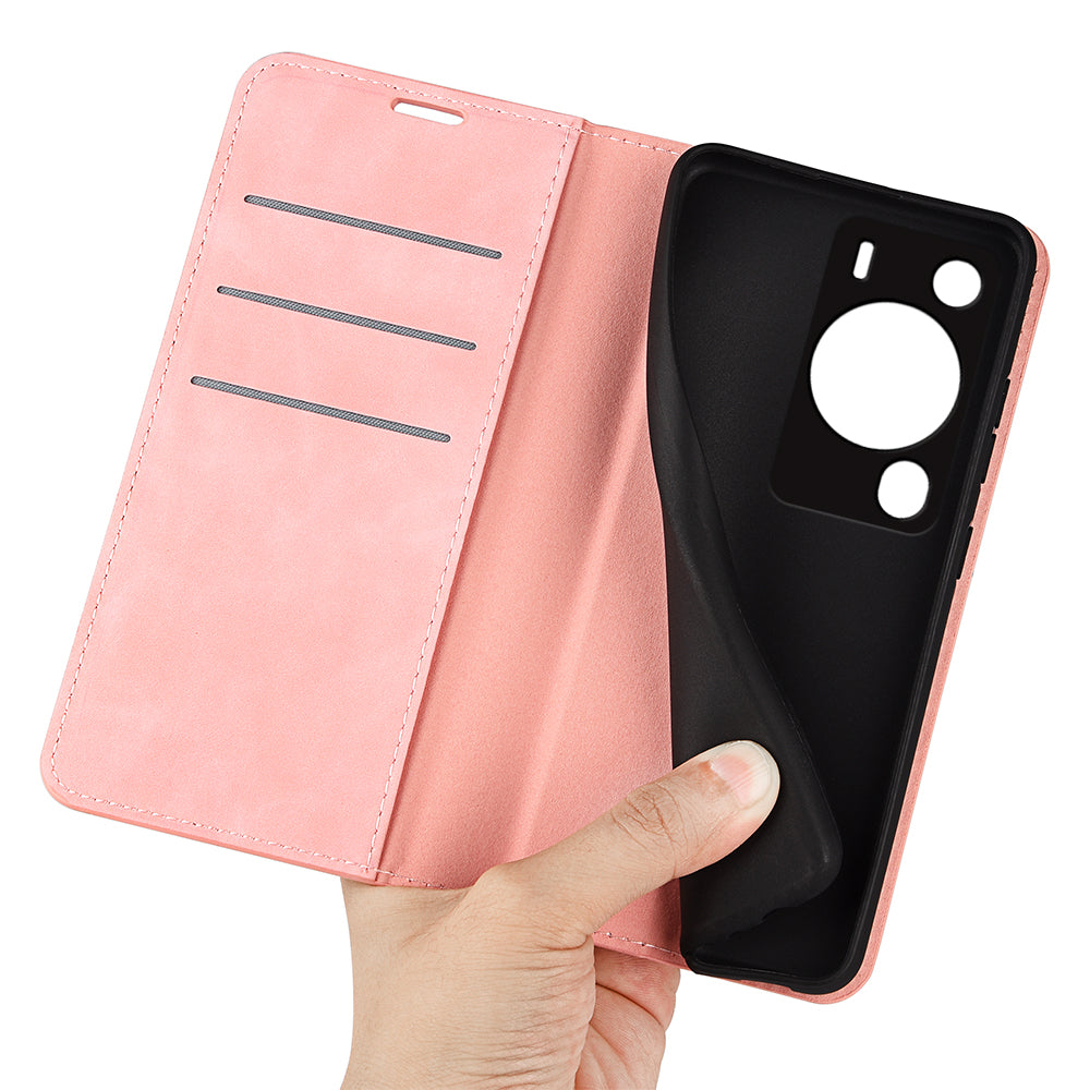 For Huawei P60 Pro Skin-touch Leather Phone Wallet Case Folio Flip Stand Phone Cover
