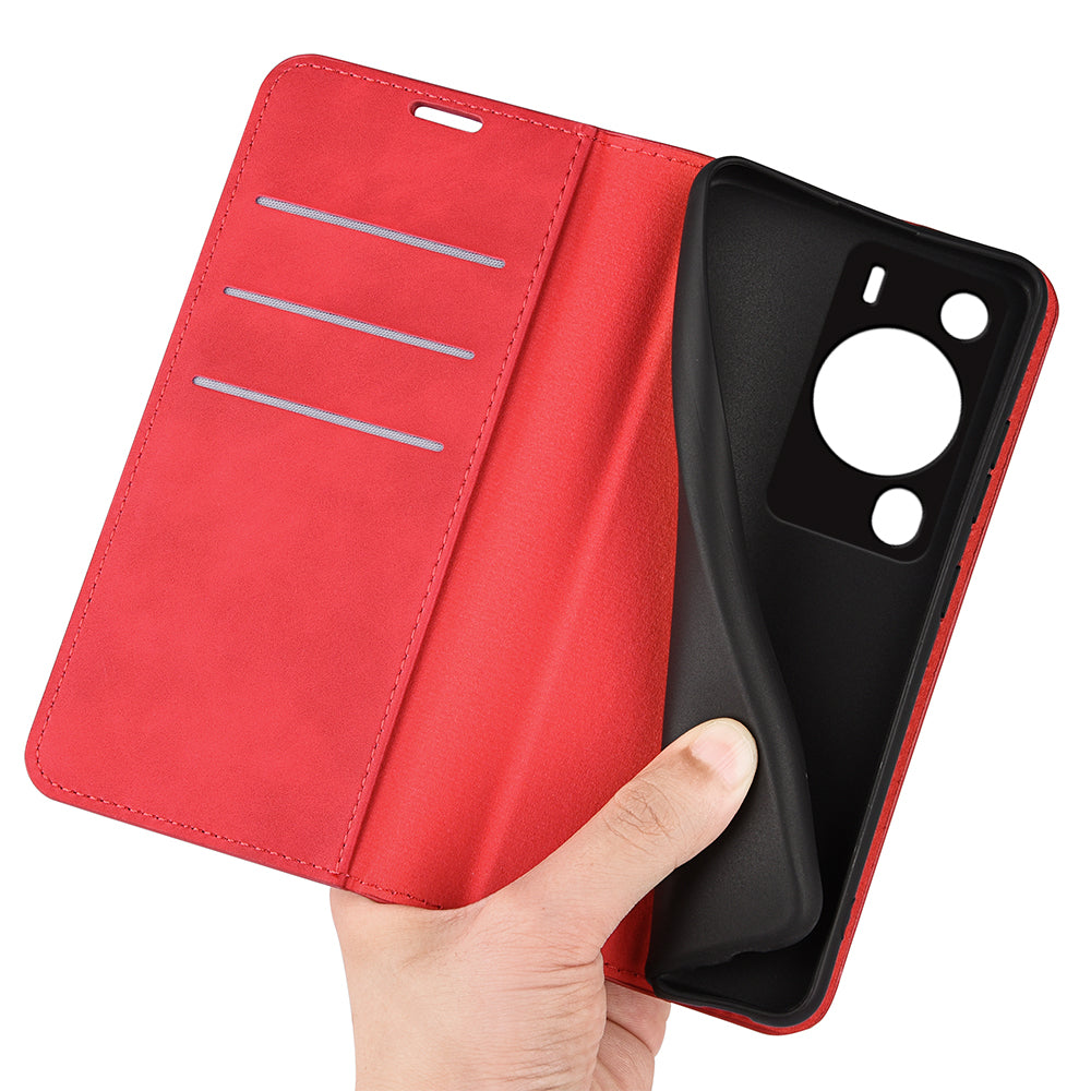 For Huawei P60 Pro Skin-touch Leather Phone Wallet Case Folio Flip Stand Phone Cover