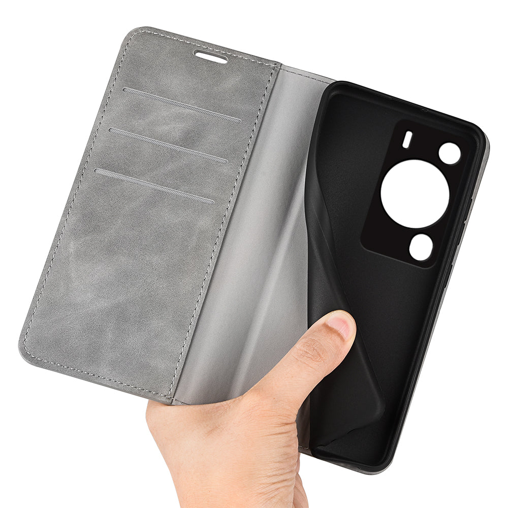 For Huawei P60 Pro Skin-touch Leather Phone Wallet Case Folio Flip Stand Phone Cover