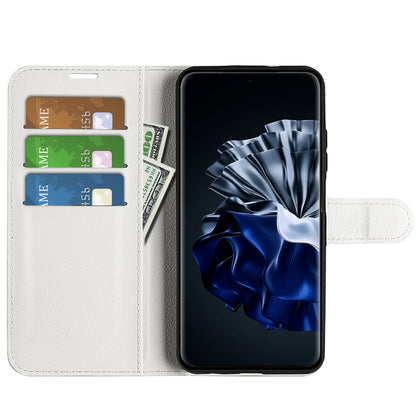 For Huawei P60 Pro Litchi Texture Phone Leather Case Wallet Stand Anti-drop Phone Cover