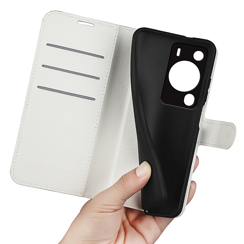 For Huawei P60 Pro Litchi Texture Phone Leather Case Wallet Stand Anti-drop Phone Cover