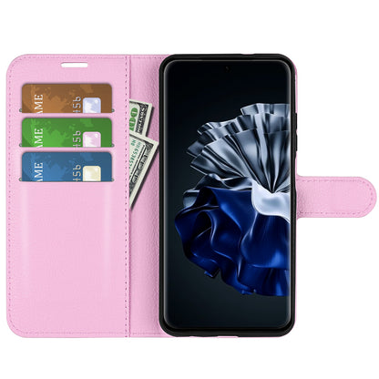 For Huawei P60 Pro Litchi Texture Phone Leather Case Wallet Stand Anti-drop Phone Cover