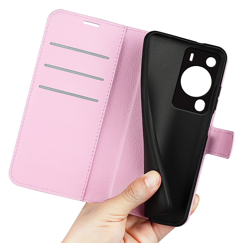 For Huawei P60 Pro Litchi Texture Phone Leather Case Wallet Stand Anti-drop Phone Cover
