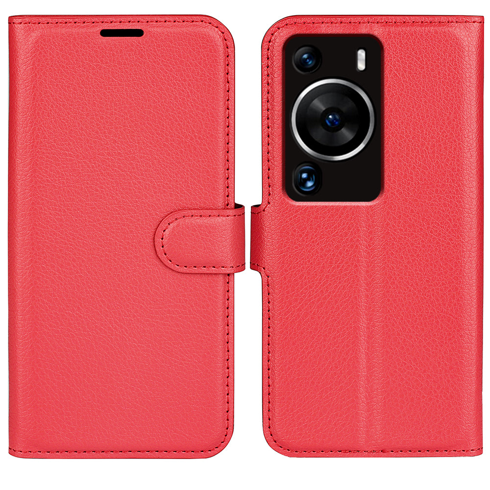 For Huawei P60 Pro Litchi Texture Phone Leather Case Wallet Stand Anti-drop Phone Cover
