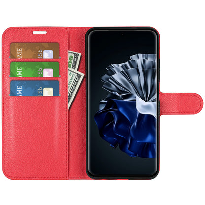 For Huawei P60 Pro Litchi Texture Phone Leather Case Wallet Stand Anti-drop Phone Cover