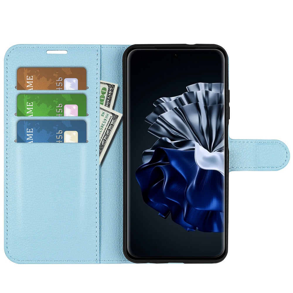 For Huawei P60 Pro Litchi Texture Phone Leather Case Wallet Stand Anti-drop Phone Cover