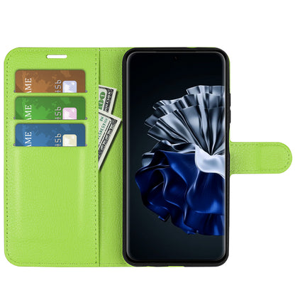 For Huawei P60 Pro Litchi Texture Phone Leather Case Wallet Stand Anti-drop Phone Cover