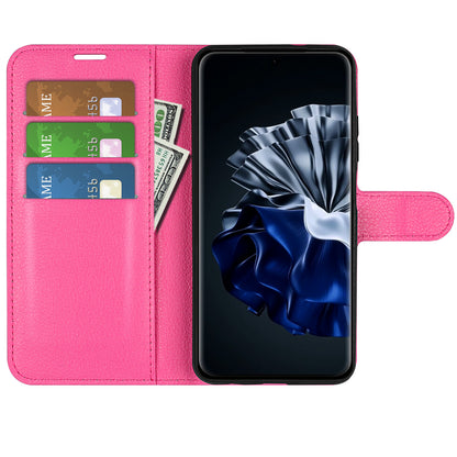 For Huawei P60 Pro Litchi Texture Phone Leather Case Wallet Stand Anti-drop Phone Cover