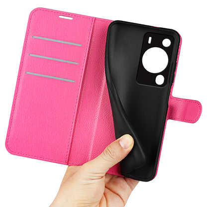For Huawei P60 Pro Litchi Texture Phone Leather Case Wallet Stand Anti-drop Phone Cover