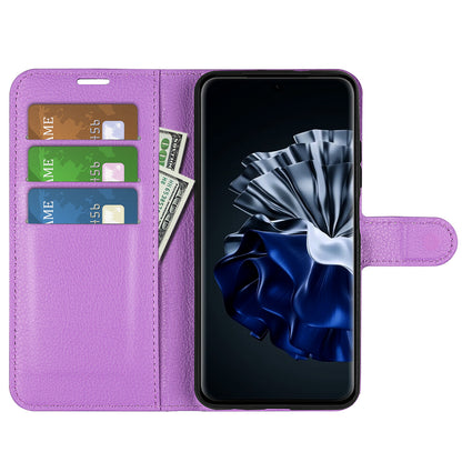 For Huawei P60 Pro Litchi Texture Phone Leather Case Wallet Stand Anti-drop Phone Cover