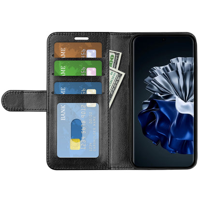 For Huawei P60 Pro PU Leather Wallet Case Crazy Horse Texture Foldable Stand Phone Cover