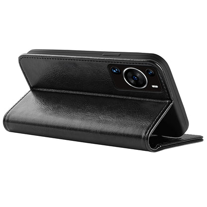 For Huawei P60 Pro PU Leather Wallet Case Crazy Horse Texture Foldable Stand Phone Cover