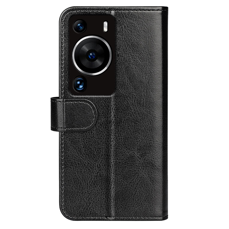 For Huawei P60 Pro PU Leather Wallet Case Crazy Horse Texture Foldable Stand Phone Cover