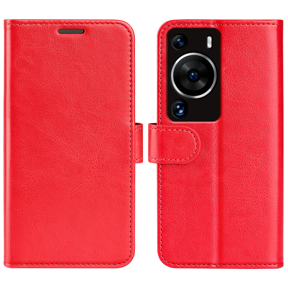 For Huawei P60 Pro PU Leather Wallet Case Crazy Horse Texture Foldable Stand Phone Cover