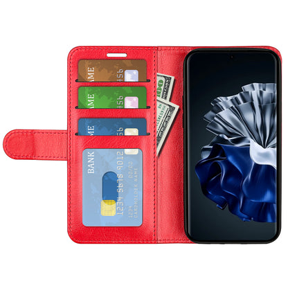 For Huawei P60 Pro PU Leather Wallet Case Crazy Horse Texture Foldable Stand Phone Cover