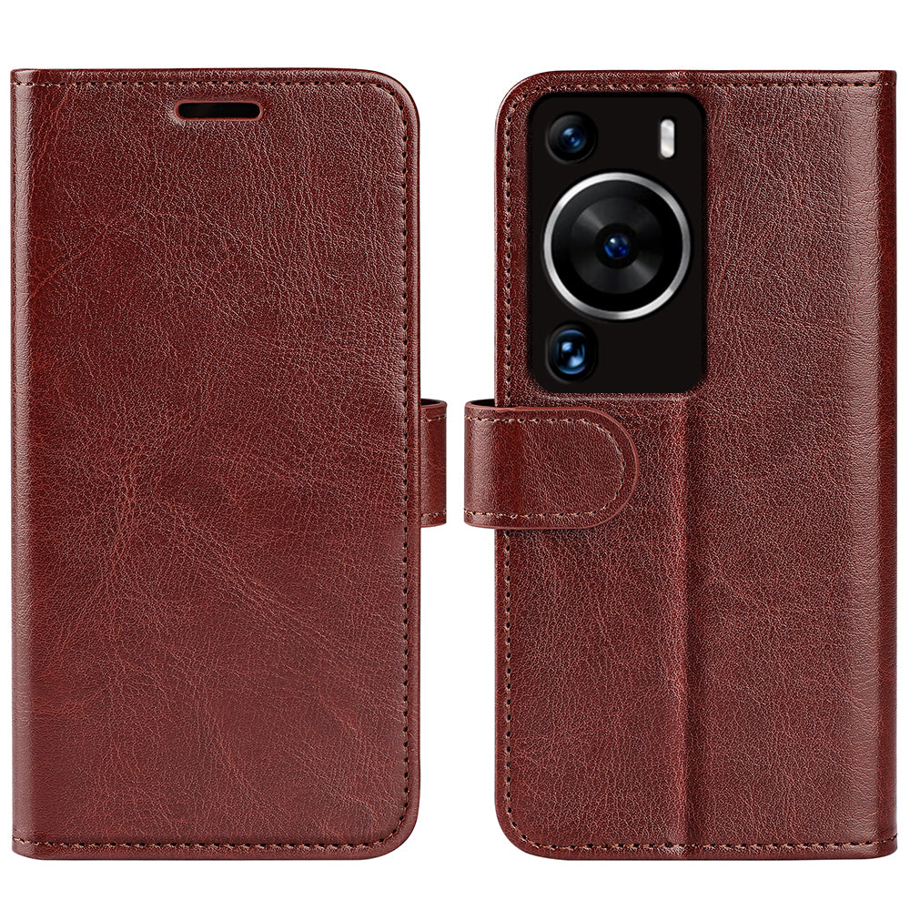 For Huawei P60 Pro PU Leather Wallet Case Crazy Horse Texture Foldable Stand Phone Cover