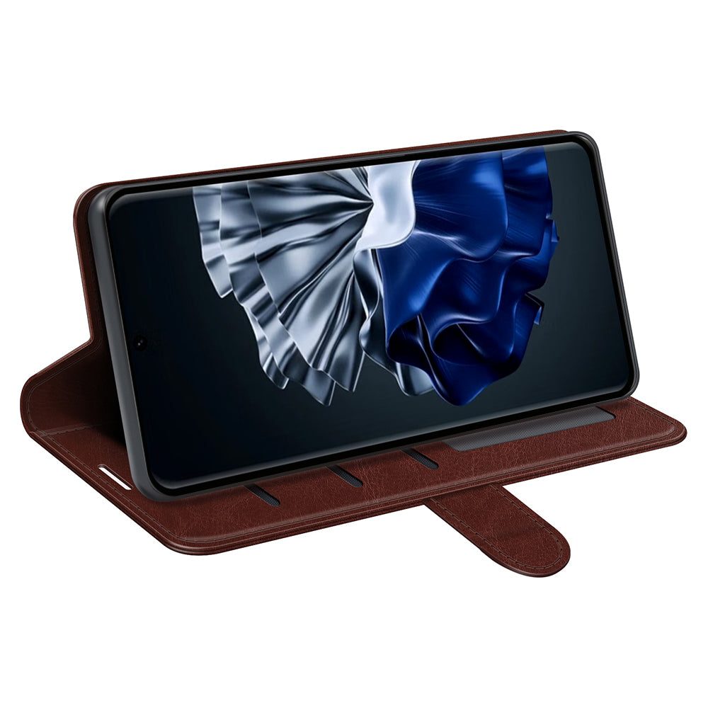 For Huawei P60 Pro PU Leather Wallet Case Crazy Horse Texture Foldable Stand Phone Cover