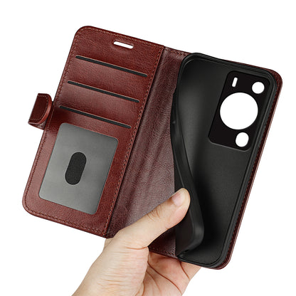 For Huawei P60 Pro PU Leather Wallet Case Crazy Horse Texture Foldable Stand Phone Cover