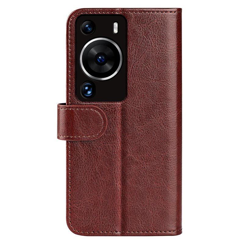 For Huawei P60 Pro PU Leather Wallet Case Crazy Horse Texture Foldable Stand Phone Cover