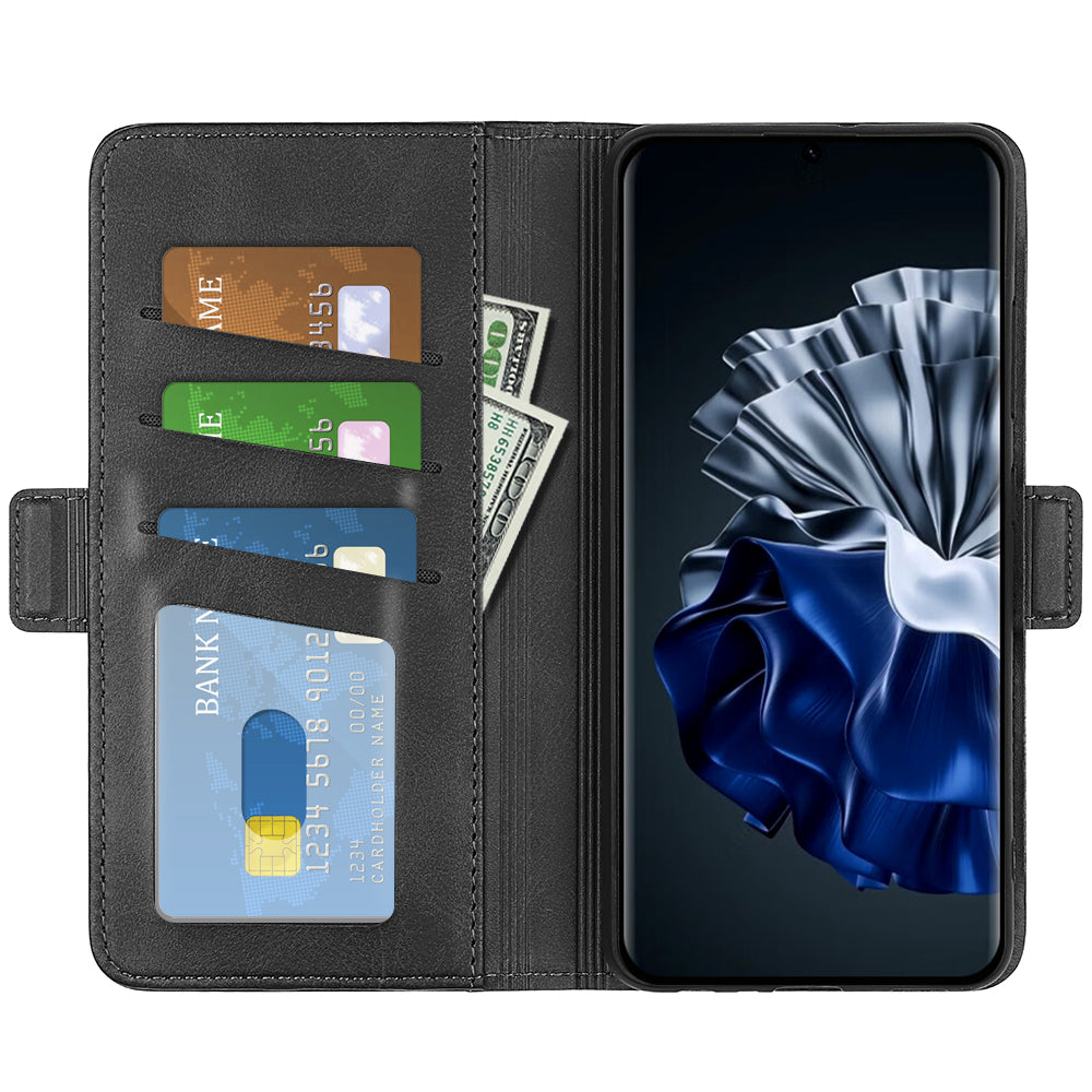 For Huawei P60 Pro PU Leather Case Calf Texture Stand Wallet Phone Cover