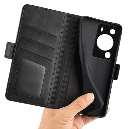 For Huawei P60 Pro PU Leather Case Calf Texture Stand Wallet Phone Cover