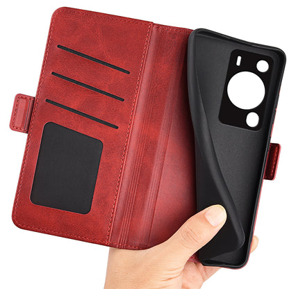 For Huawei P60 Pro PU Leather Case Calf Texture Stand Wallet Phone Cover