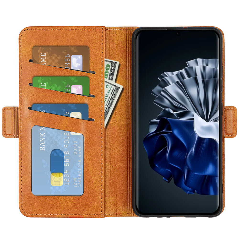 For Huawei P60 Pro PU Leather Case Calf Texture Stand Wallet Phone Cover