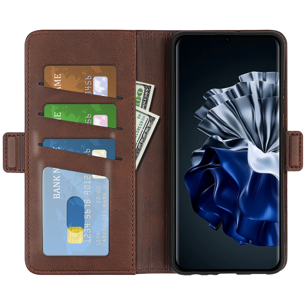 For Huawei P60 Pro PU Leather Case Calf Texture Stand Wallet Phone Cover