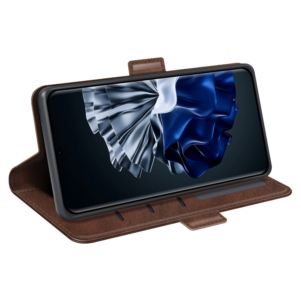 For Huawei P60 Pro PU Leather Case Calf Texture Stand Wallet Phone Cover
