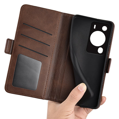 For Huawei P60 Pro PU Leather Case Calf Texture Stand Wallet Phone Cover